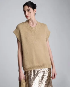 Sweater Vest With Detachable Scarf><noscript><img width=