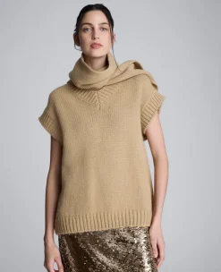 Sweater Vest With Detachable Scarf><noscript><img width=