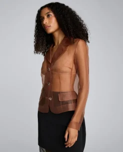 Transparent Notch Jacket with Flap Pockets><noscript><img width=