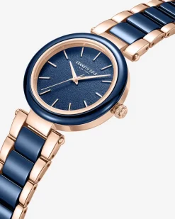 Two-Tone Classic Ceramic Bracelet Watch><noscript><img width=