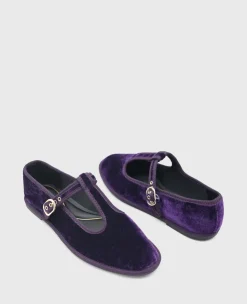 Verona Velvet T-Strap Mary Jane Flat><noscript><img width=